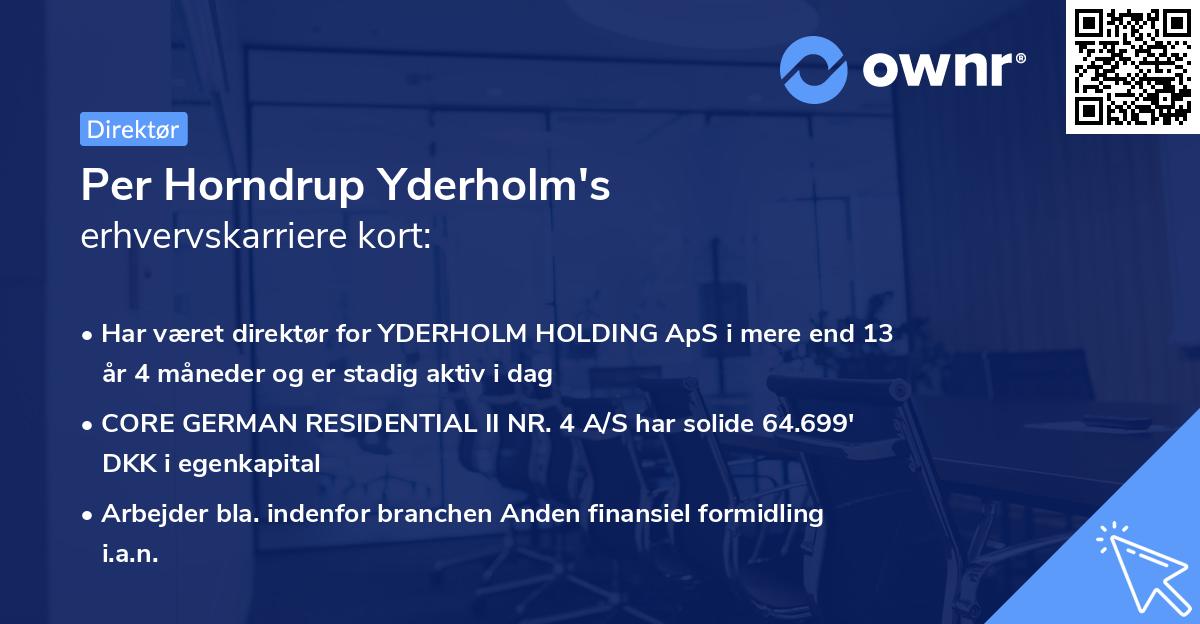 Per Horndrup Yderholm's erhvervskarriere kort