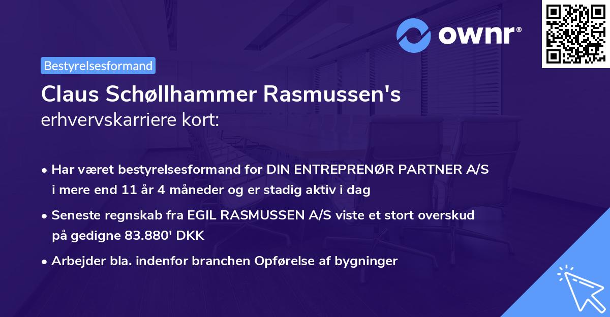 Claus Schøllhammer Rasmussen's erhvervskarriere kort