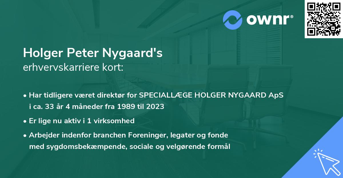 Holger Peter Nygaard's erhvervskarriere kort