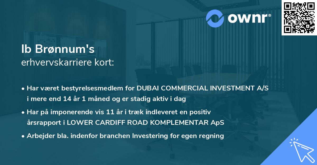 Ib Brønnum's erhvervskarriere kort