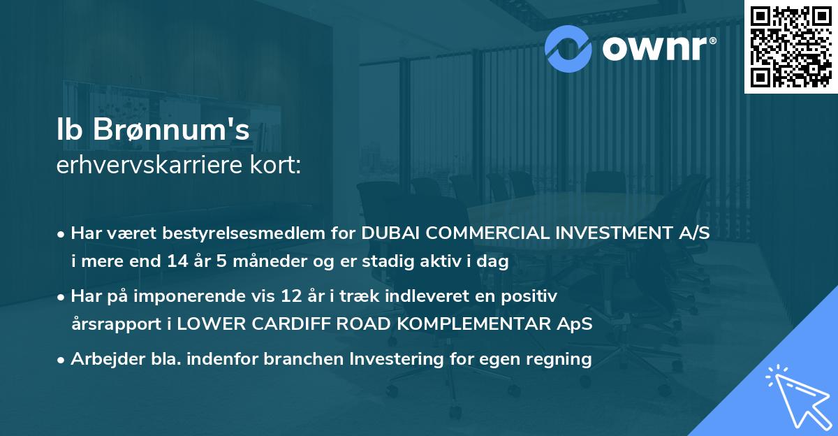 Ib Brønnum's erhvervskarriere kort