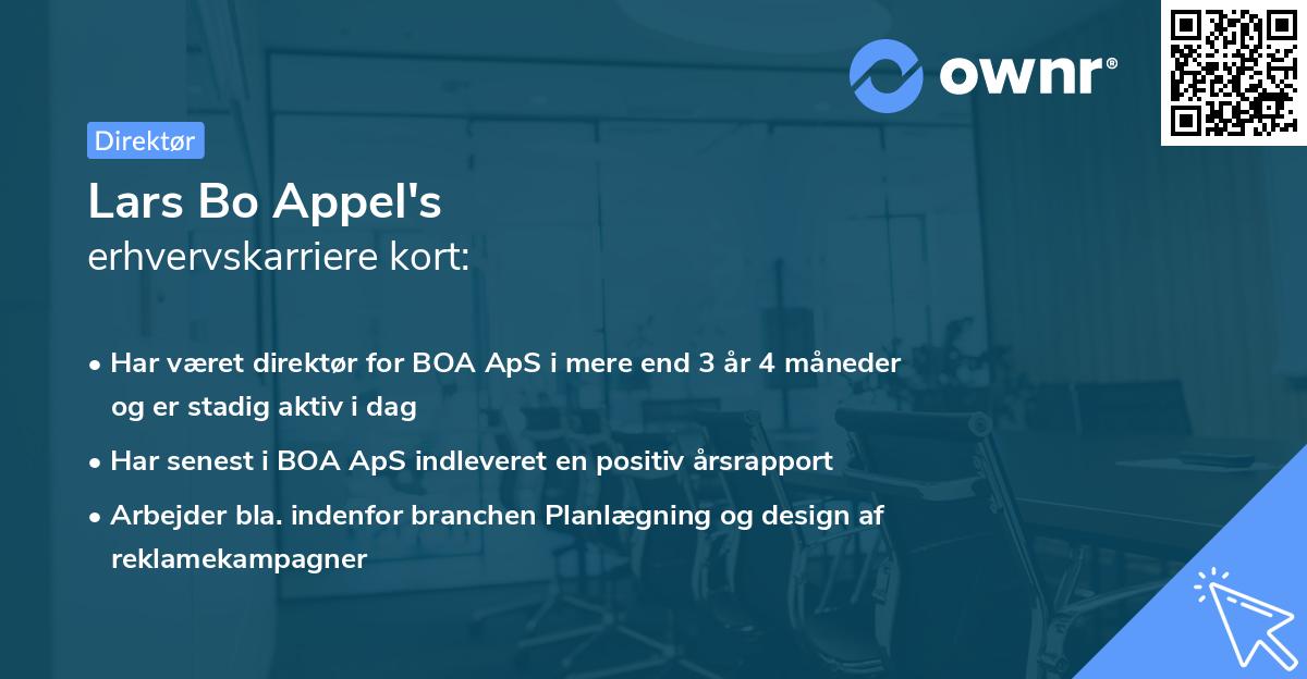 Lars Bo Appel's erhvervskarriere kort