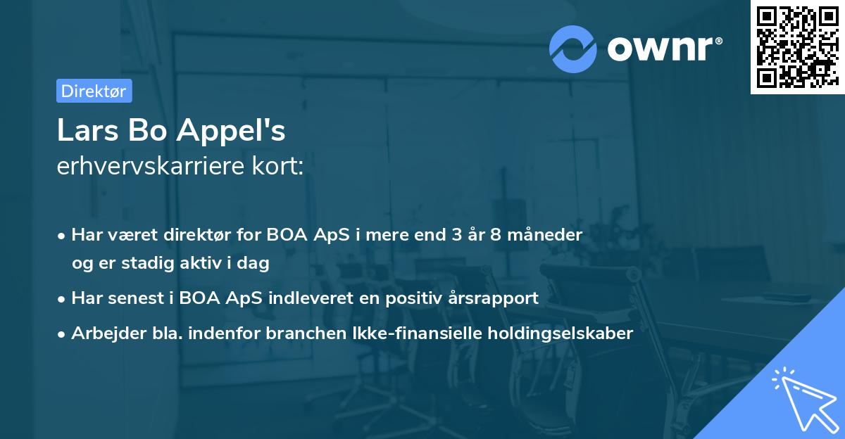 Lars Bo Appel's erhvervskarriere kort