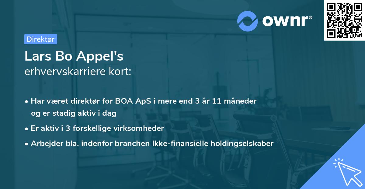 Lars Bo Appel's erhvervskarriere kort