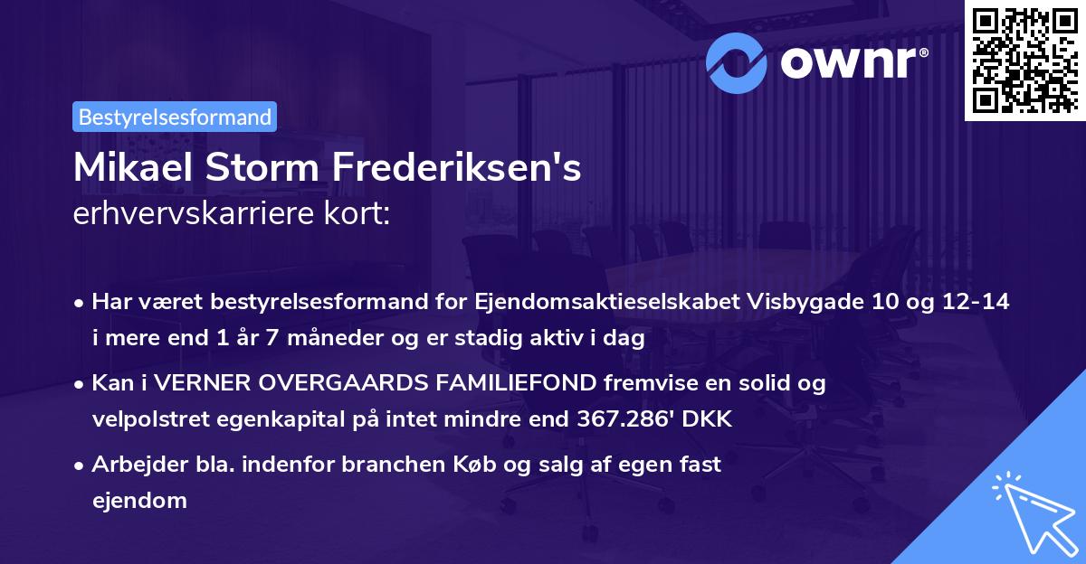 Mikael Storm Frederiksen's erhvervskarriere kort