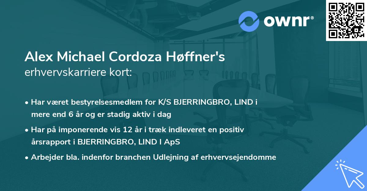 Alex Michael Cordoza Høffner's erhvervskarriere kort
