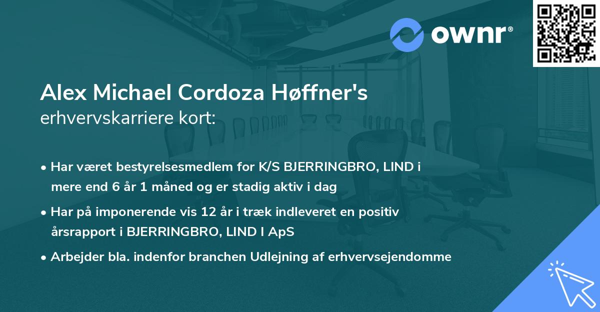 Alex Michael Cordoza Høffner's erhvervskarriere kort