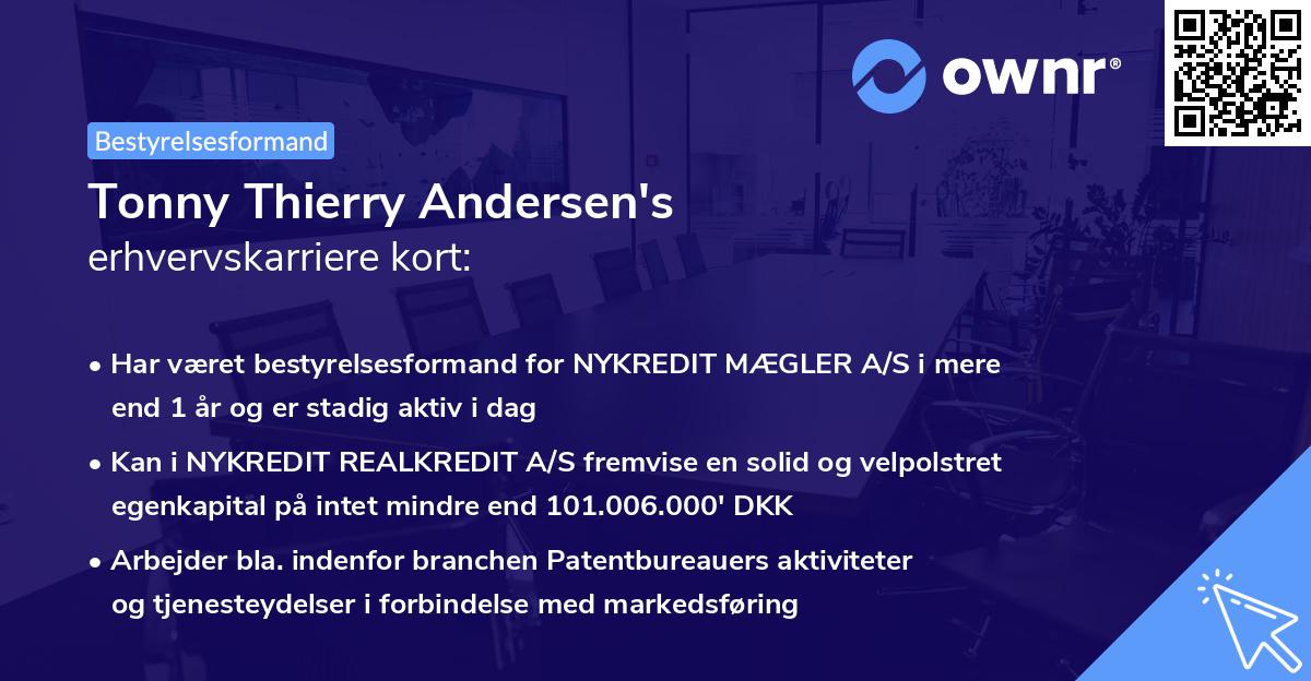 Tonny Thierry Andersen's erhvervskarriere kort