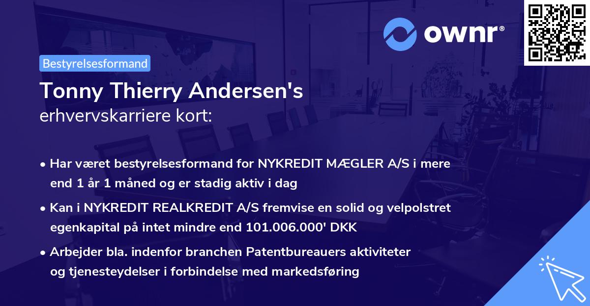 Tonny Thierry Andersen's erhvervskarriere kort