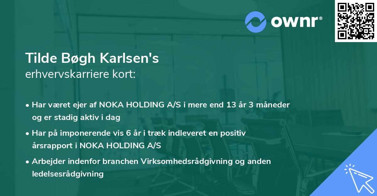 Tilde Bøgh Karlsen's erhvervskarriere kort