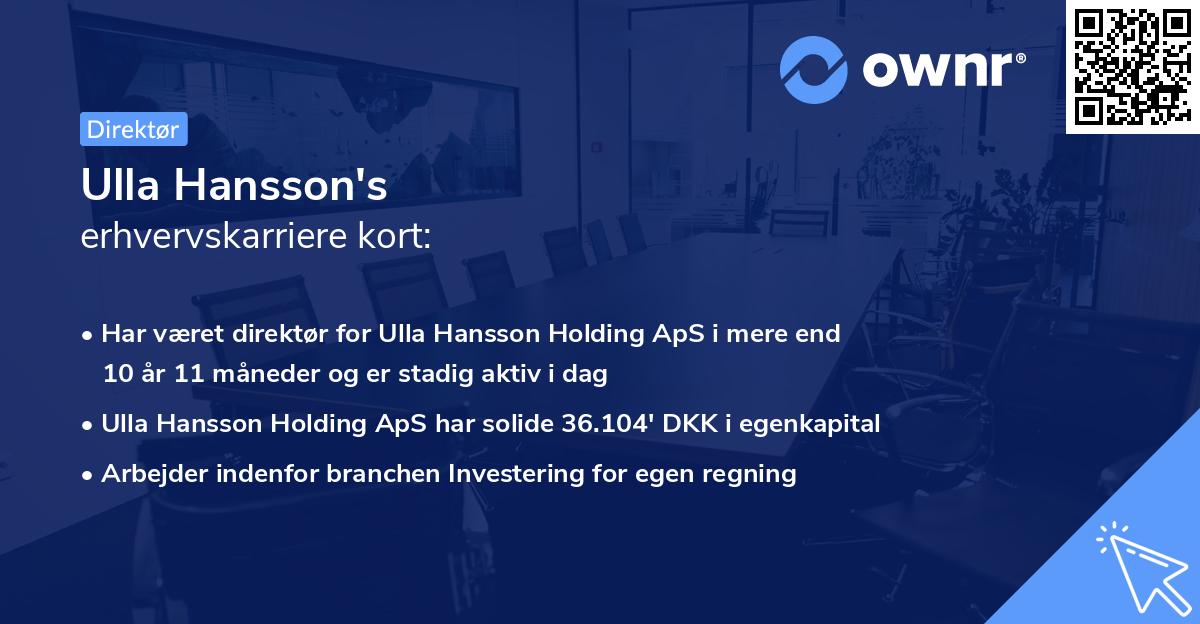 Ulla Hansson's erhvervskarriere kort