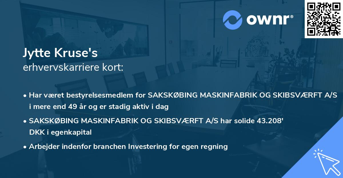 Jytte Kruse's erhvervskarriere kort