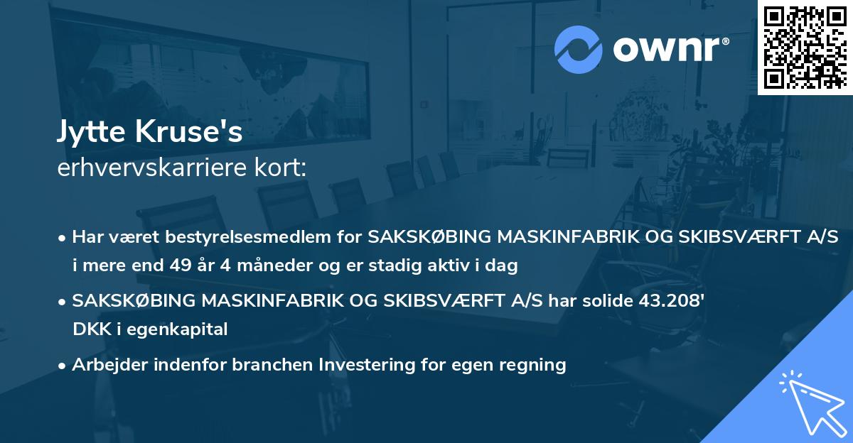 Jytte Kruse's erhvervskarriere kort