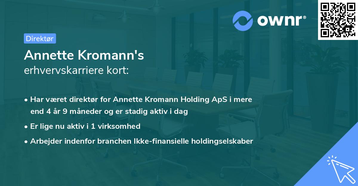 Annette Kromann's erhvervskarriere kort