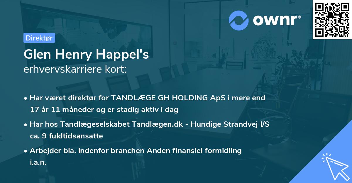 Glen Henry Happel's erhvervskarriere kort