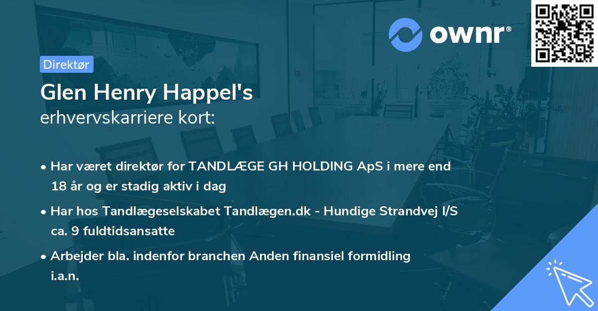 Glen Henry Happel's erhvervskarriere kort