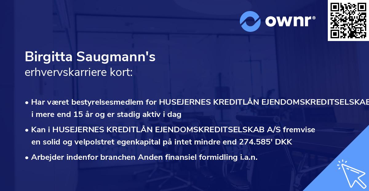 Birgitta Saugmann's erhvervskarriere kort