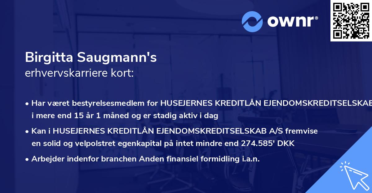 Birgitta Saugmann's erhvervskarriere kort