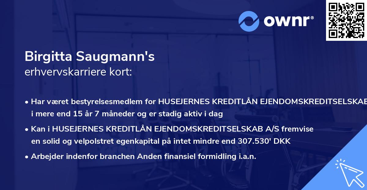 Birgitta Saugmann's erhvervskarriere kort