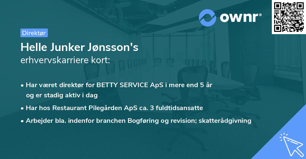 Helle Junker Jønsson's erhvervskarriere kort