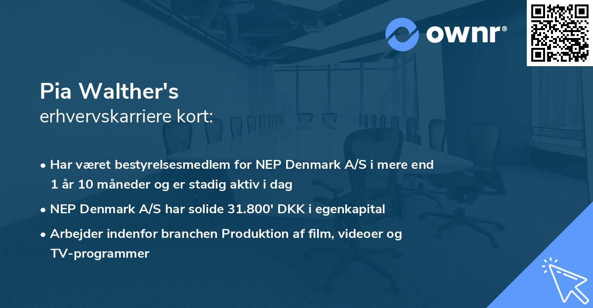 Pia Walther's erhvervskarriere kort