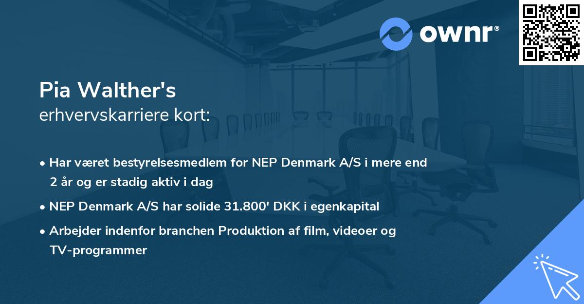 Pia Walther's erhvervskarriere kort