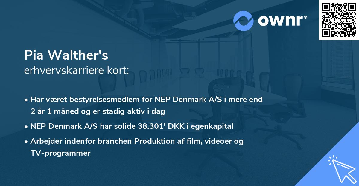 Pia Walther's erhvervskarriere kort