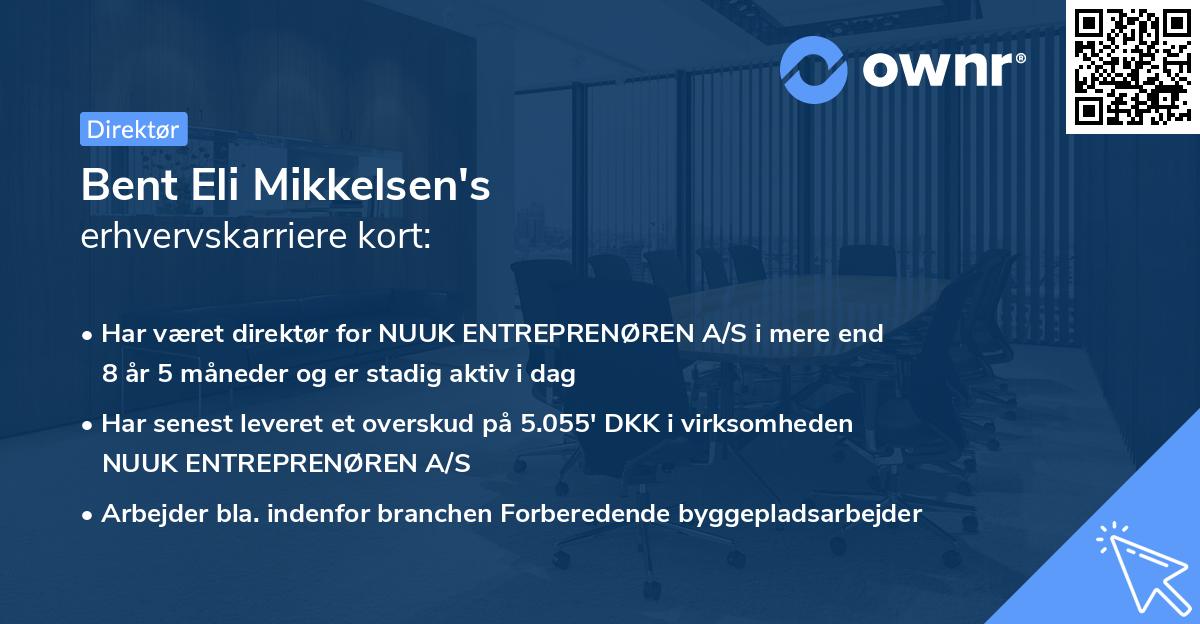 Bent Eli Mikkelsen's erhvervskarriere kort