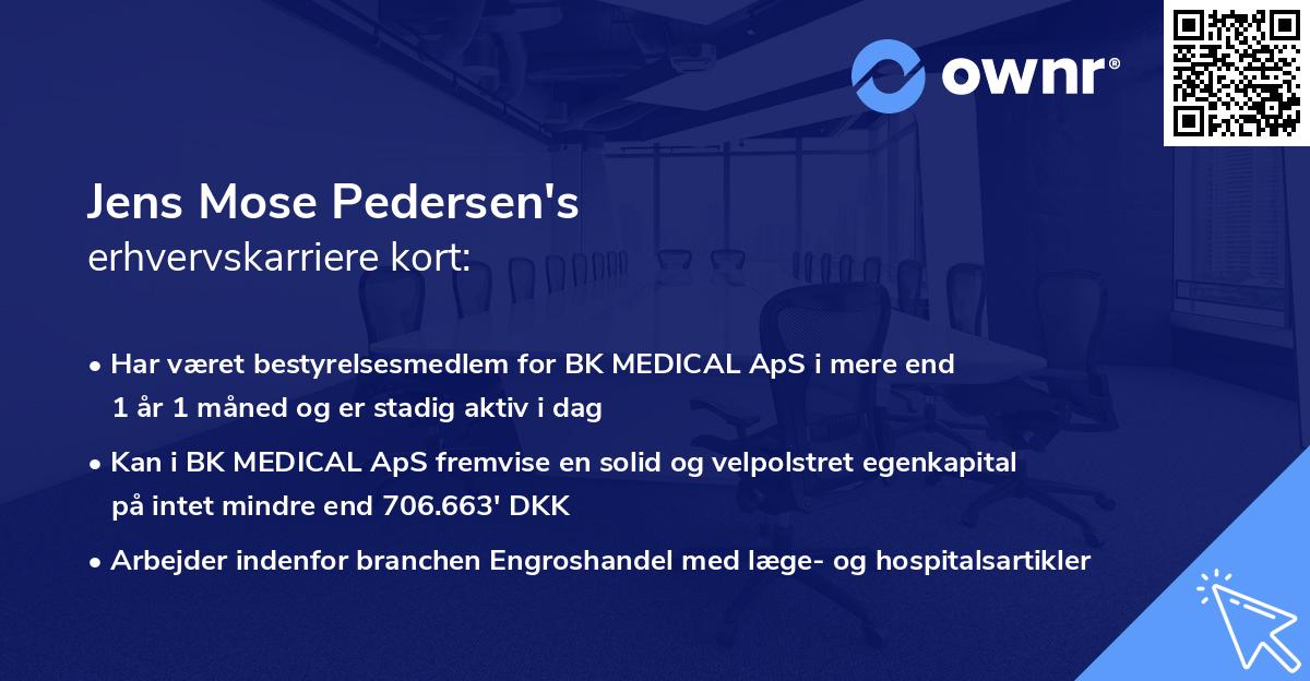 Jens Mose Pedersen's erhvervskarriere kort