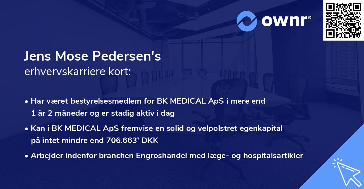 Jens Mose Pedersen's erhvervskarriere kort
