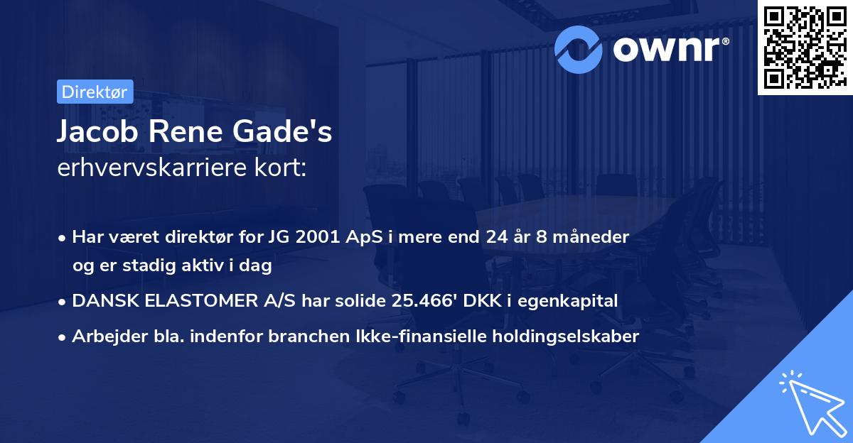 Jacob Rene Gade's erhvervskarriere kort