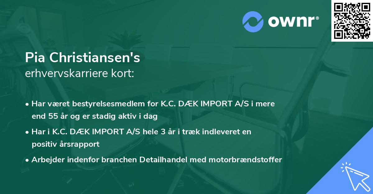 Pia Christiansen's erhvervskarriere kort