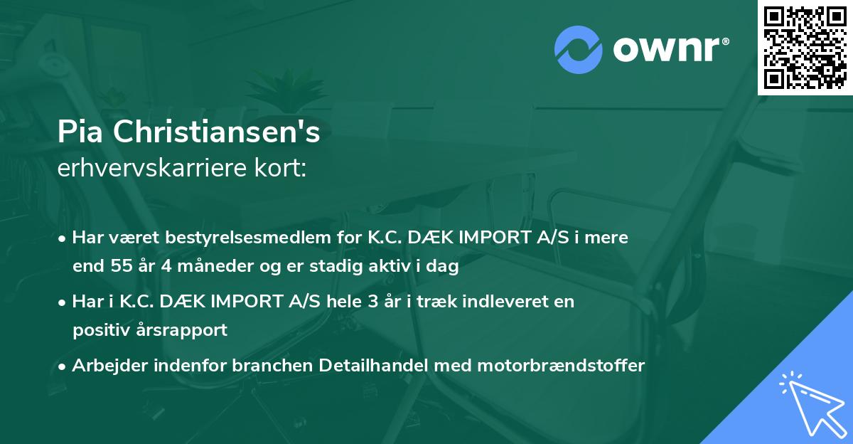 Pia Christiansen's erhvervskarriere kort
