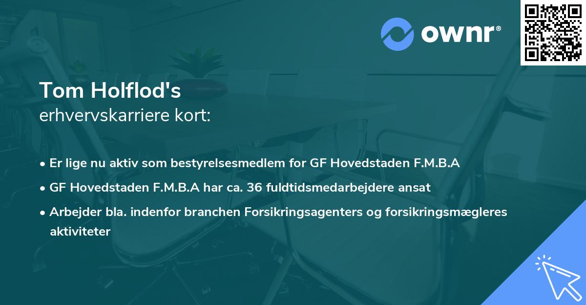 Tom Holflod's erhvervskarriere kort
