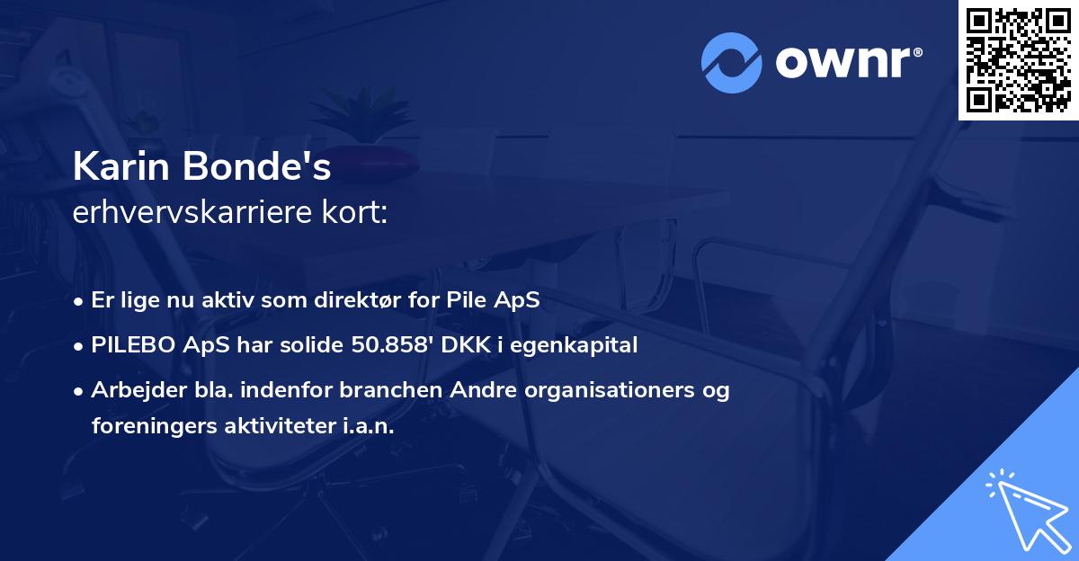 Karin Bonde's erhvervskarriere kort