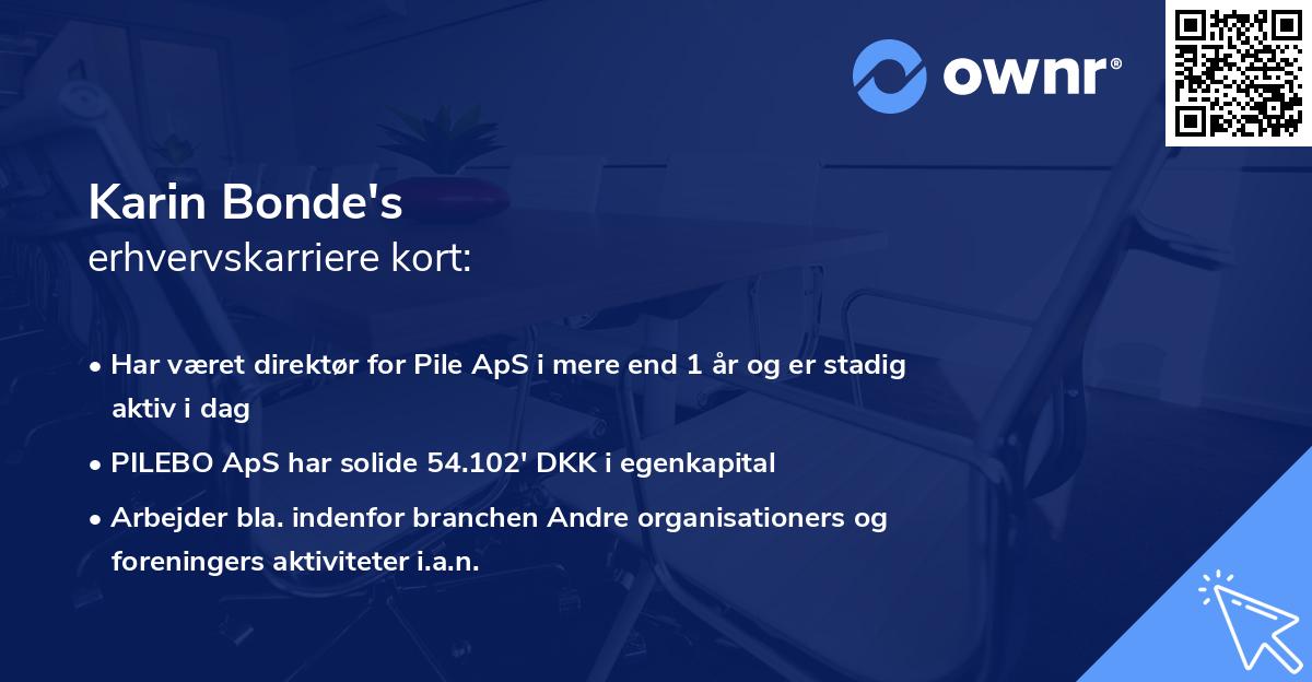 Karin Bonde's erhvervskarriere kort