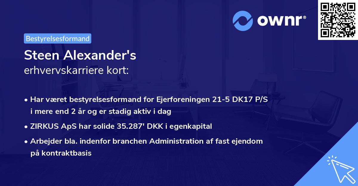 Steen Alexander's erhvervskarriere kort