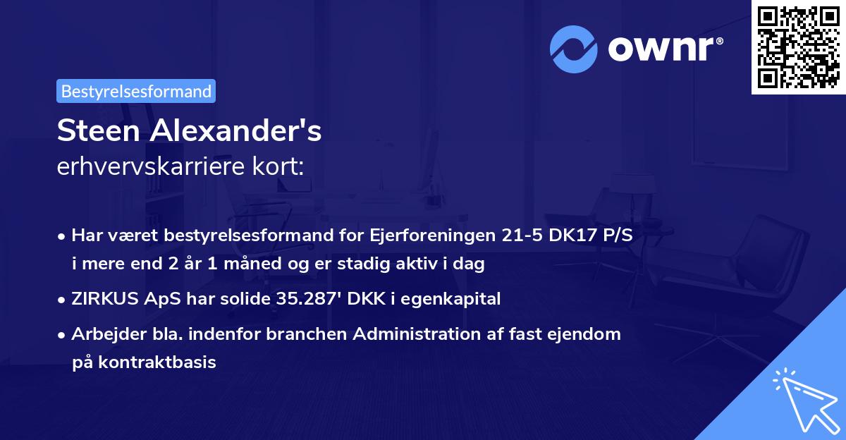 Steen Alexander's erhvervskarriere kort