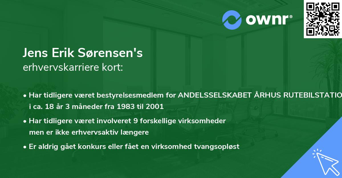 Jens Erik Sørensen's erhvervskarriere kort