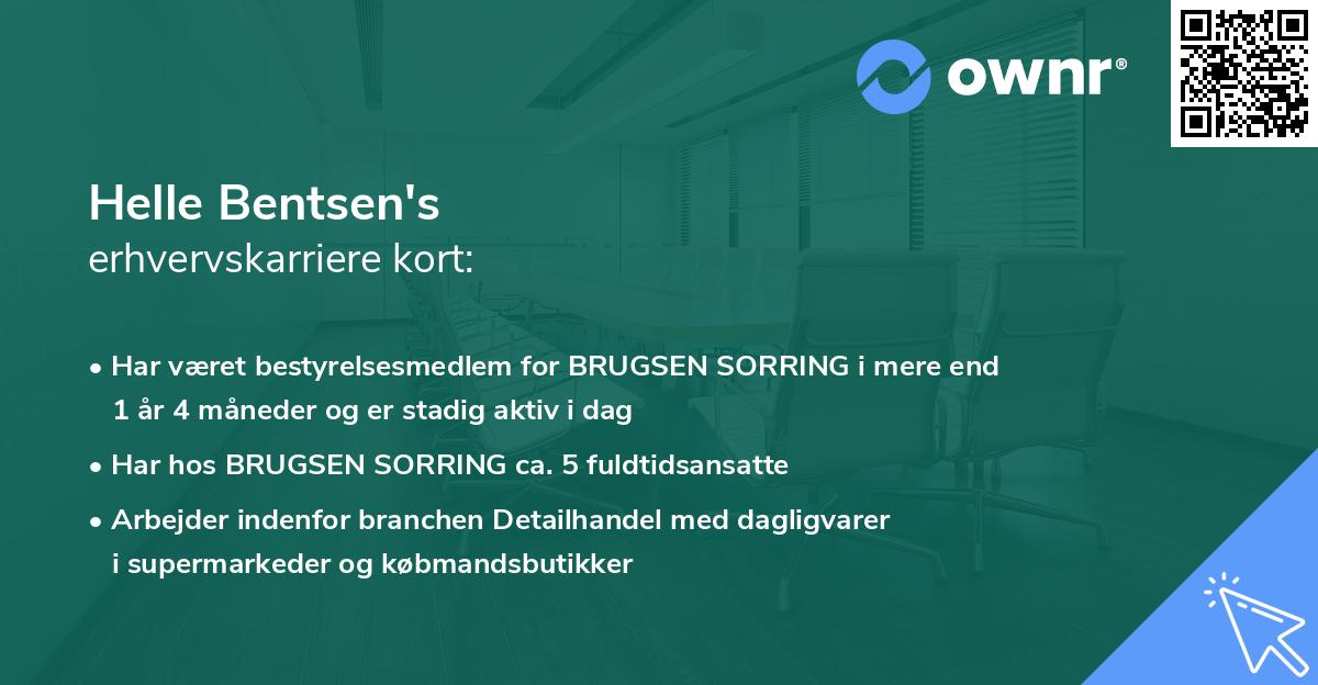 Helle Bentsen's erhvervskarriere kort