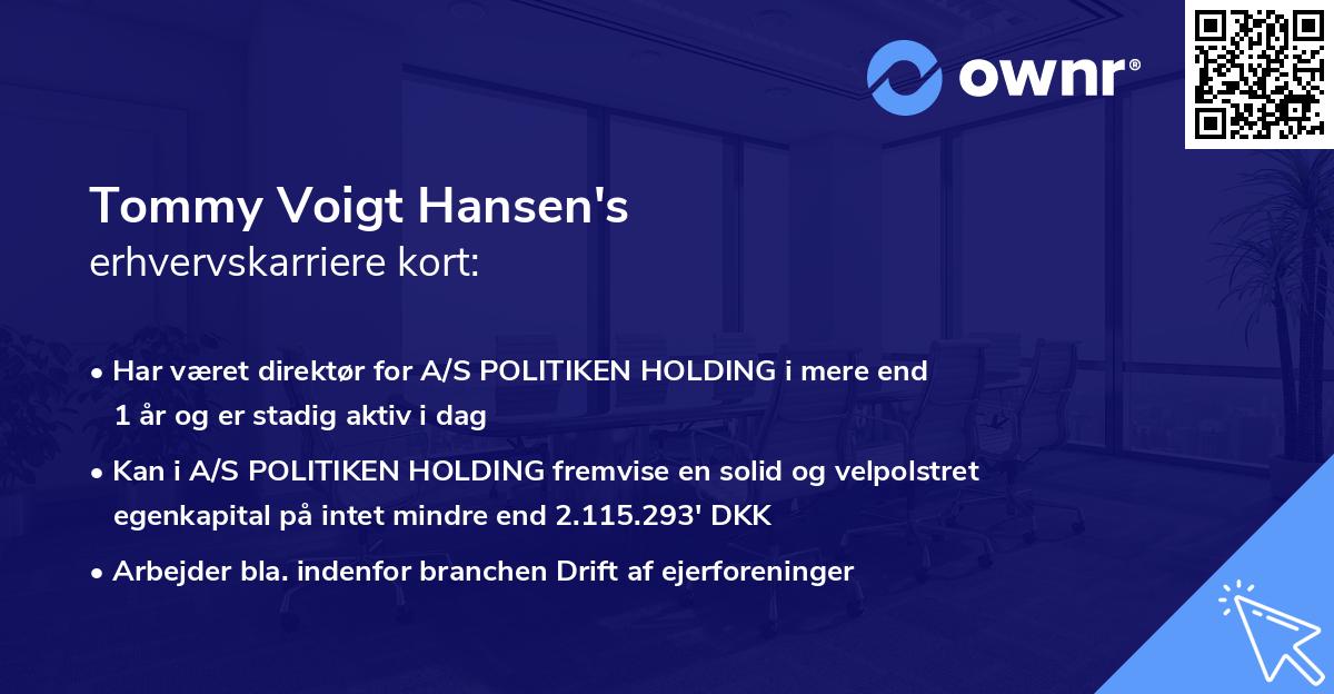 Tommy Voigt Hansen's erhvervskarriere kort