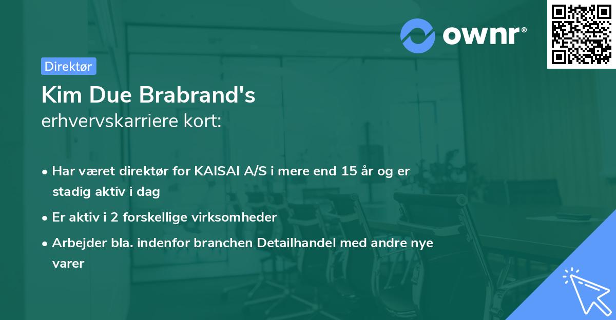 Kim Due Brabrand's erhvervskarriere kort