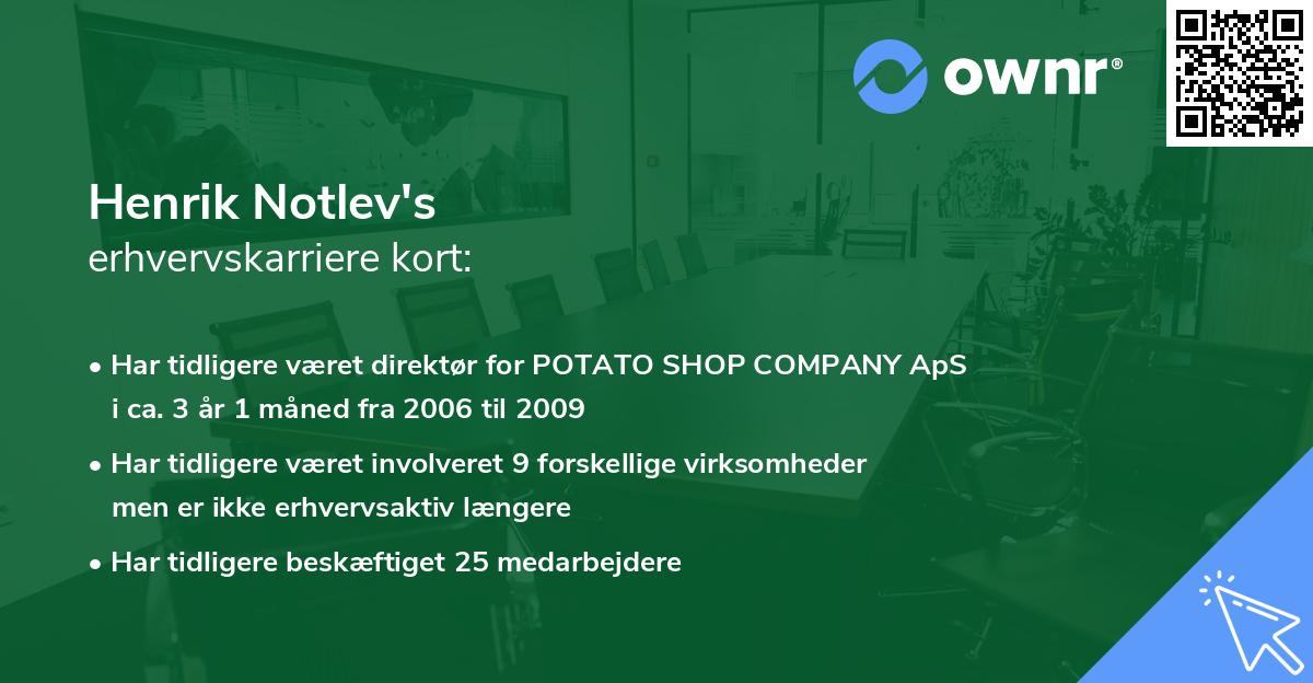 Henrik Notlev's erhvervskarriere kort