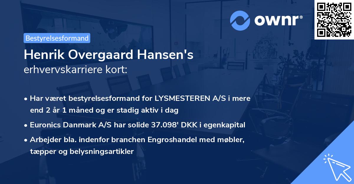 Henrik Overgaard Hansen's erhvervskarriere kort