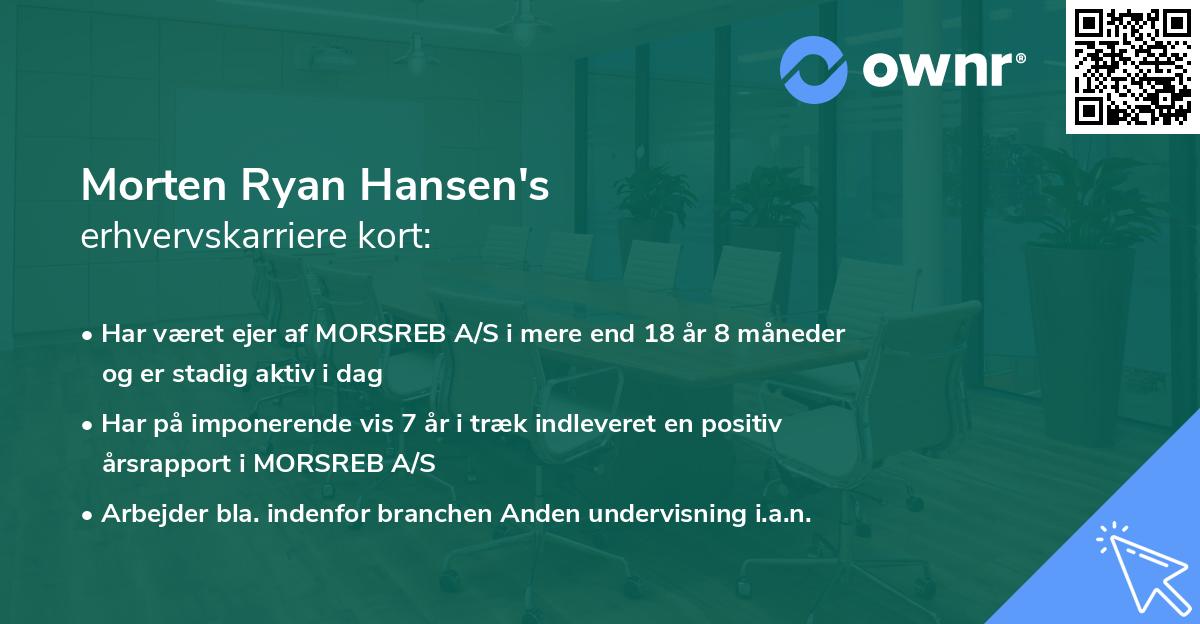 Morten Ryan Hansen's erhvervskarriere kort