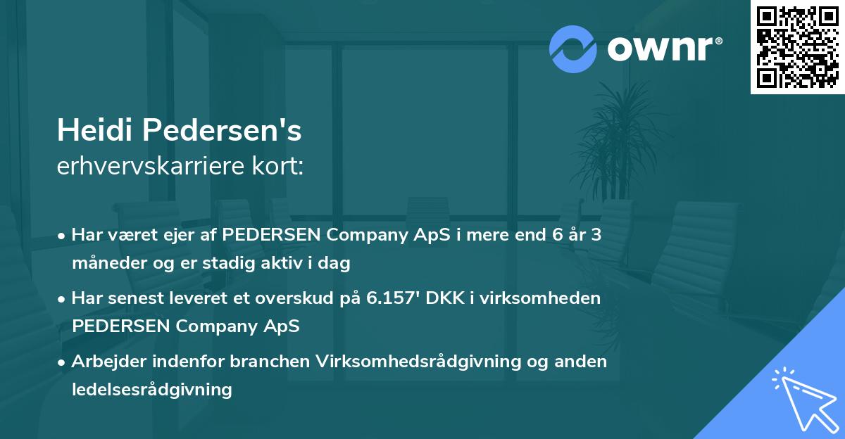 Heidi Pedersen's erhvervskarriere kort