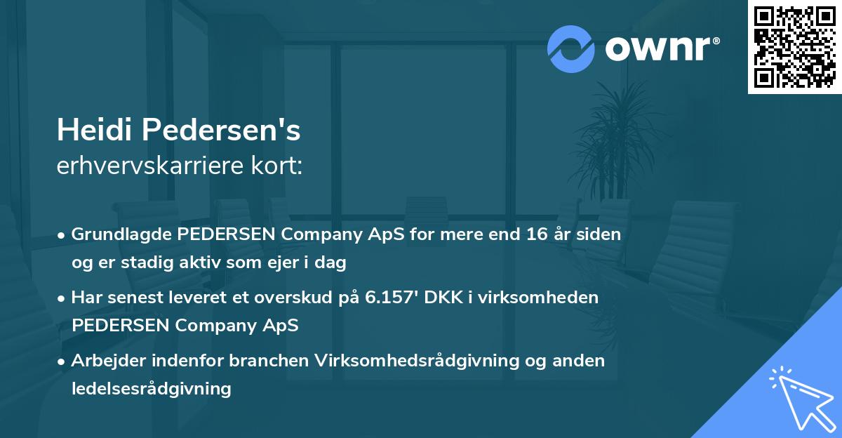Heidi Pedersen's erhvervskarriere kort