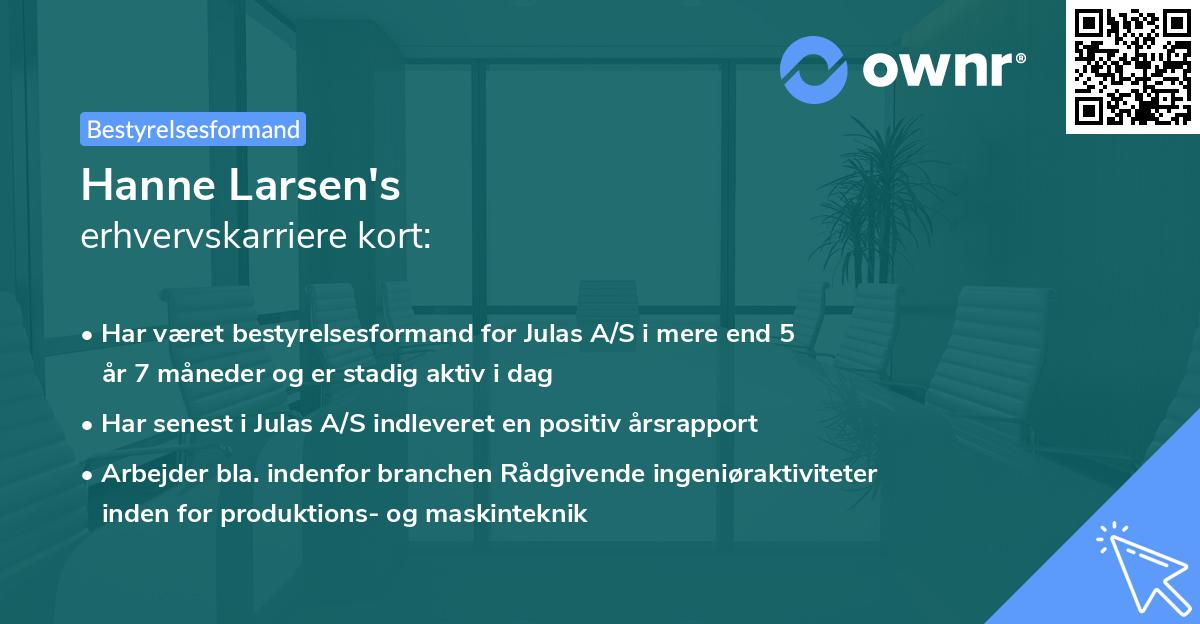 Hanne Larsen's erhvervskarriere kort