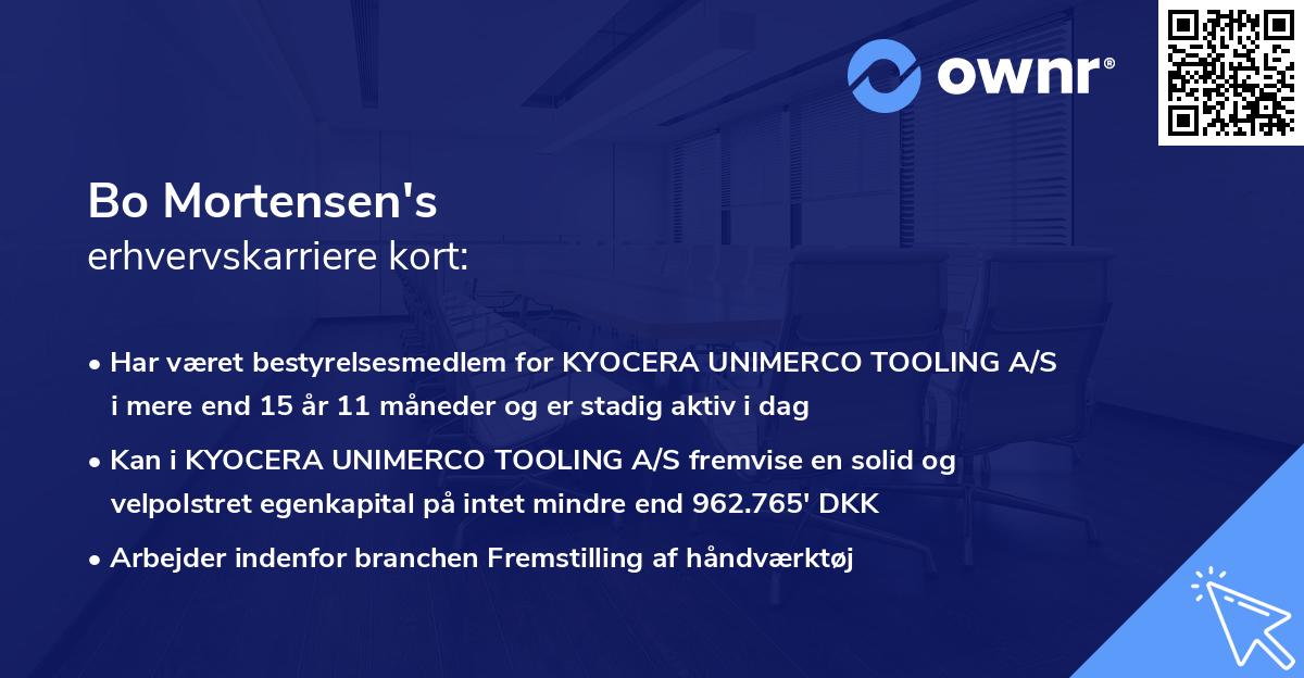 Bo Mortensen's erhvervskarriere kort