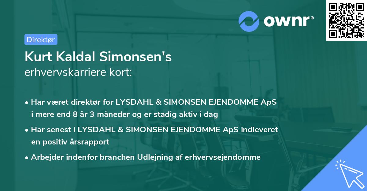 Kurt Kaldal Simonsen's erhvervskarriere kort